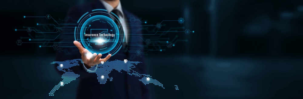 An illustration of a hand holding blockchain technology.